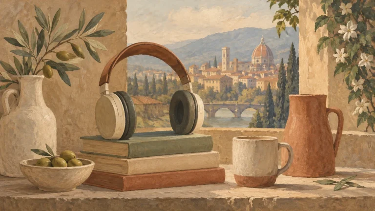 Painted illustration for 10 Best Podcasts to Learn Italian