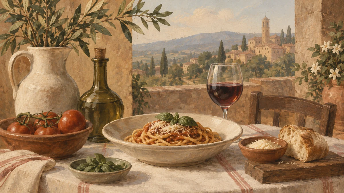 Painted illustration for Italian Restaurant Vocabulary: Essential Italian Words and Phrases for Dining Out