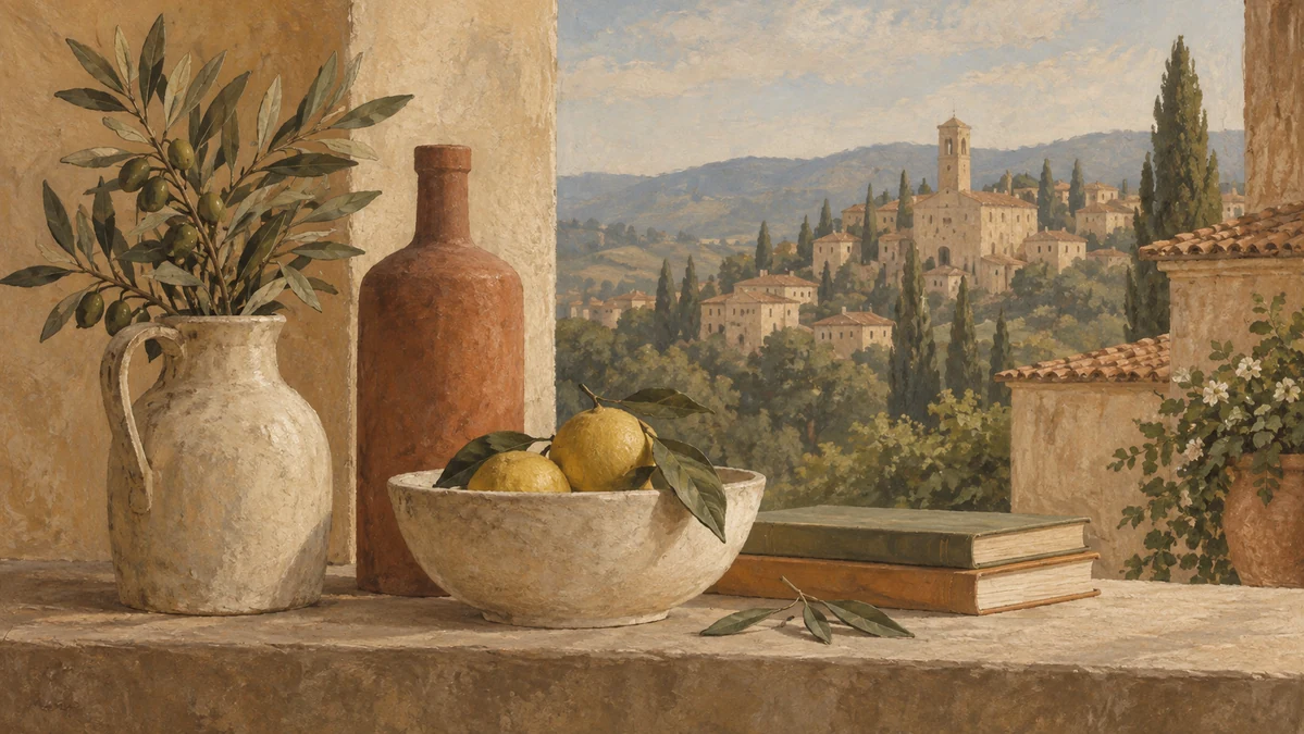 Painted illustration for 6 Short Italian Poems with English Translation