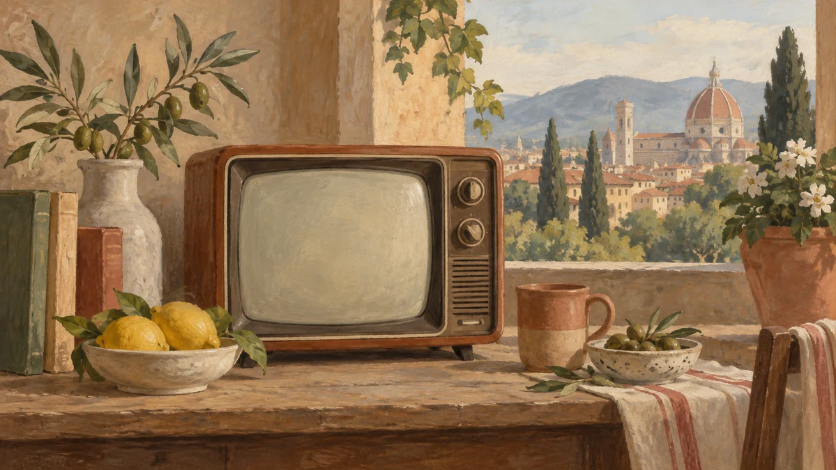 Painted illustration for 10 Exciting Italian TV Shows to Learn and Practice Italian