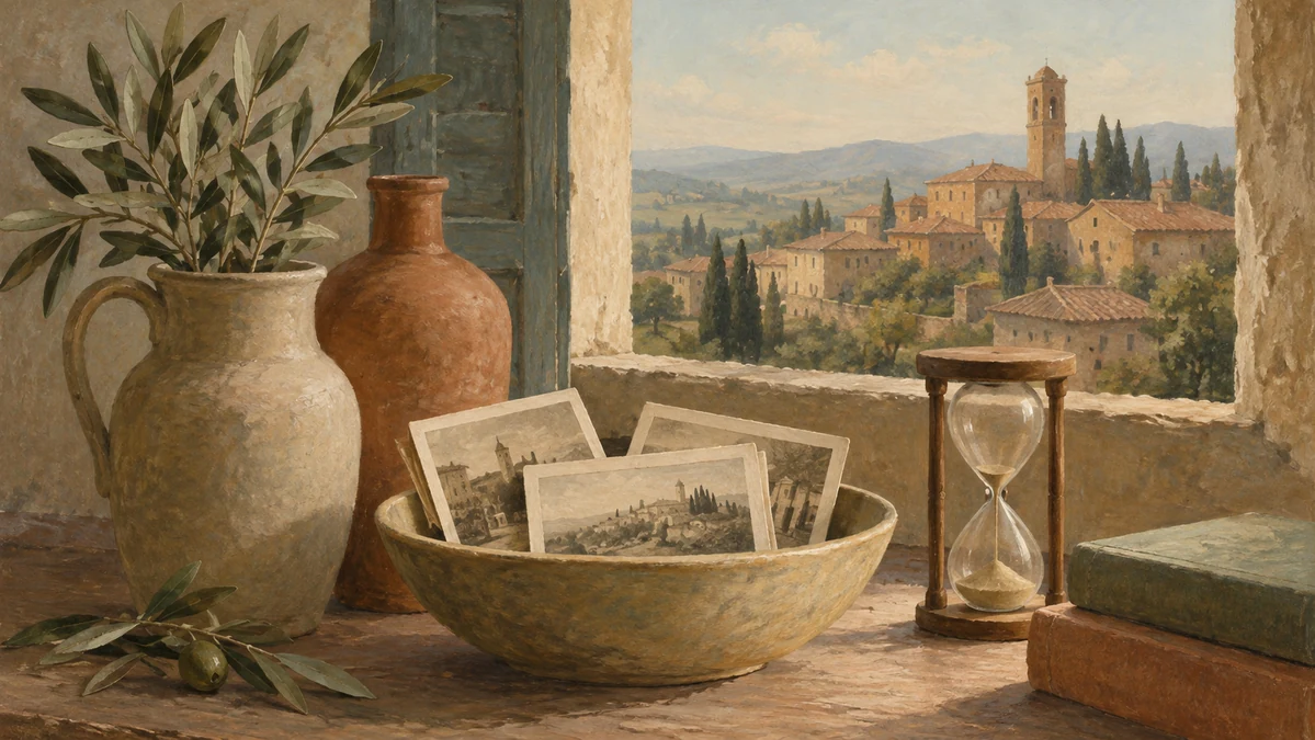 Painted illustration for How to Talk About the Past in Italian Using the Imperfetto