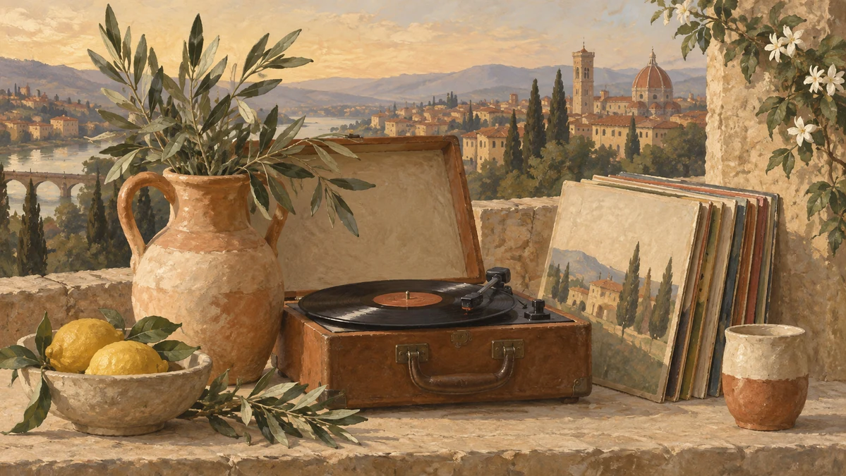 Painted illustration for Italian Music for Learners: A Playlist of the Best Italian Songs