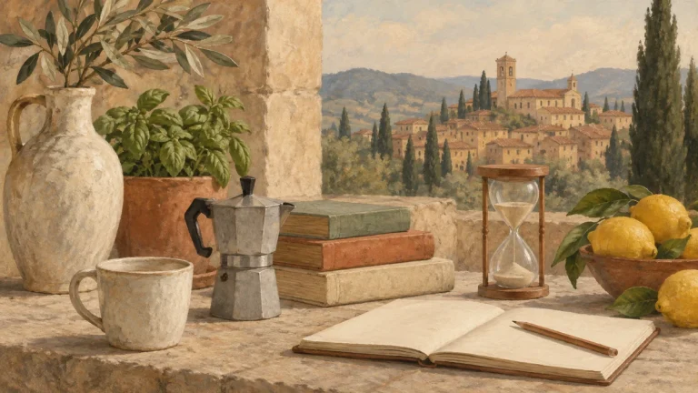Painted illustration for How to Build an Italian Learning Habit