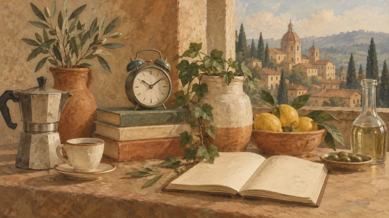 Painted illustration for Fun Ways to Learn Italian Throughout the Day: A Guide for Busy Learners