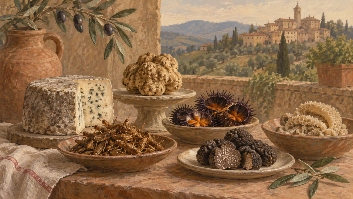 Painted illustration for A Guide To Some of Italy’s Most Unusual Foods